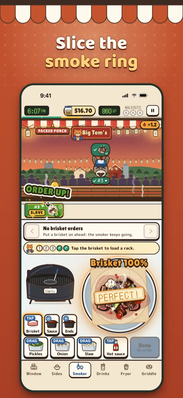 Big Tom’s App Store screenshot: Slice the smoke ring