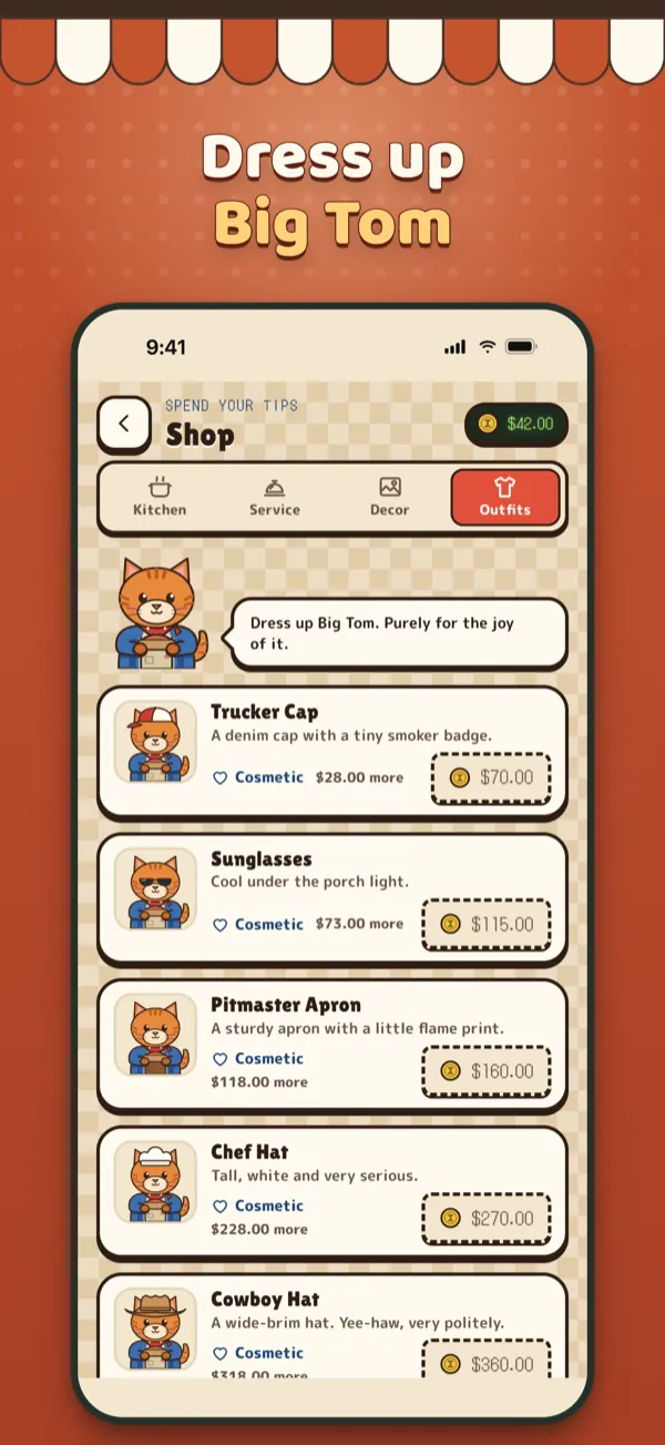 Big Tom’s App Store screenshot: Dress up Big Tom