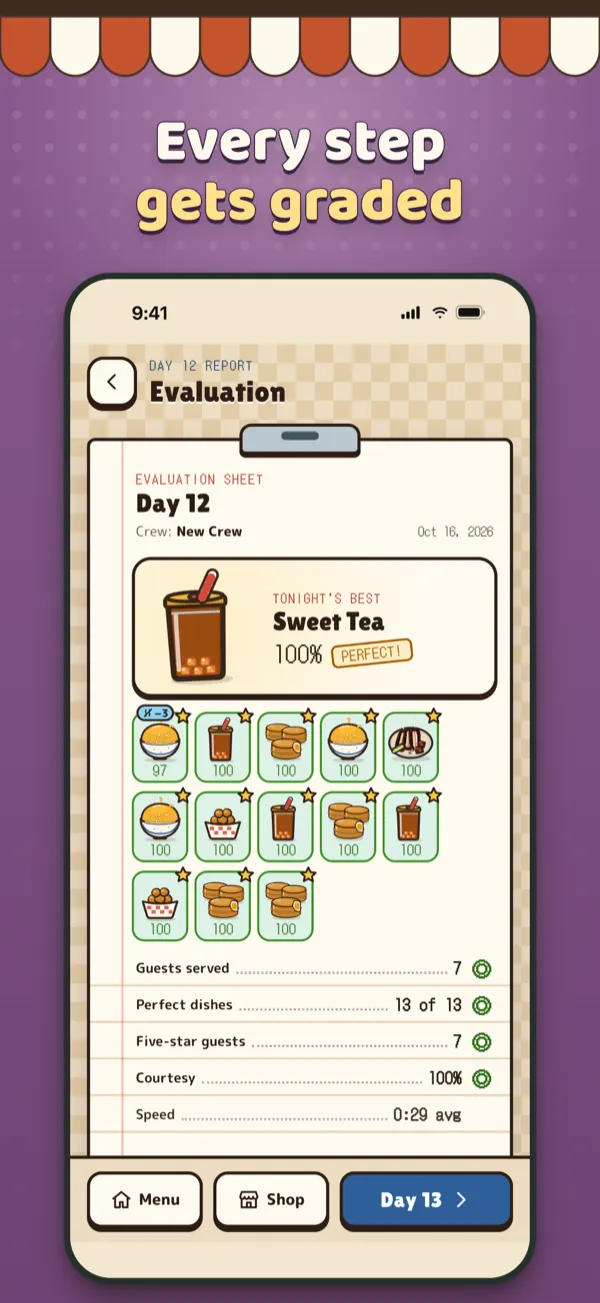Big Tom’s App Store screenshot: Every step gets graded