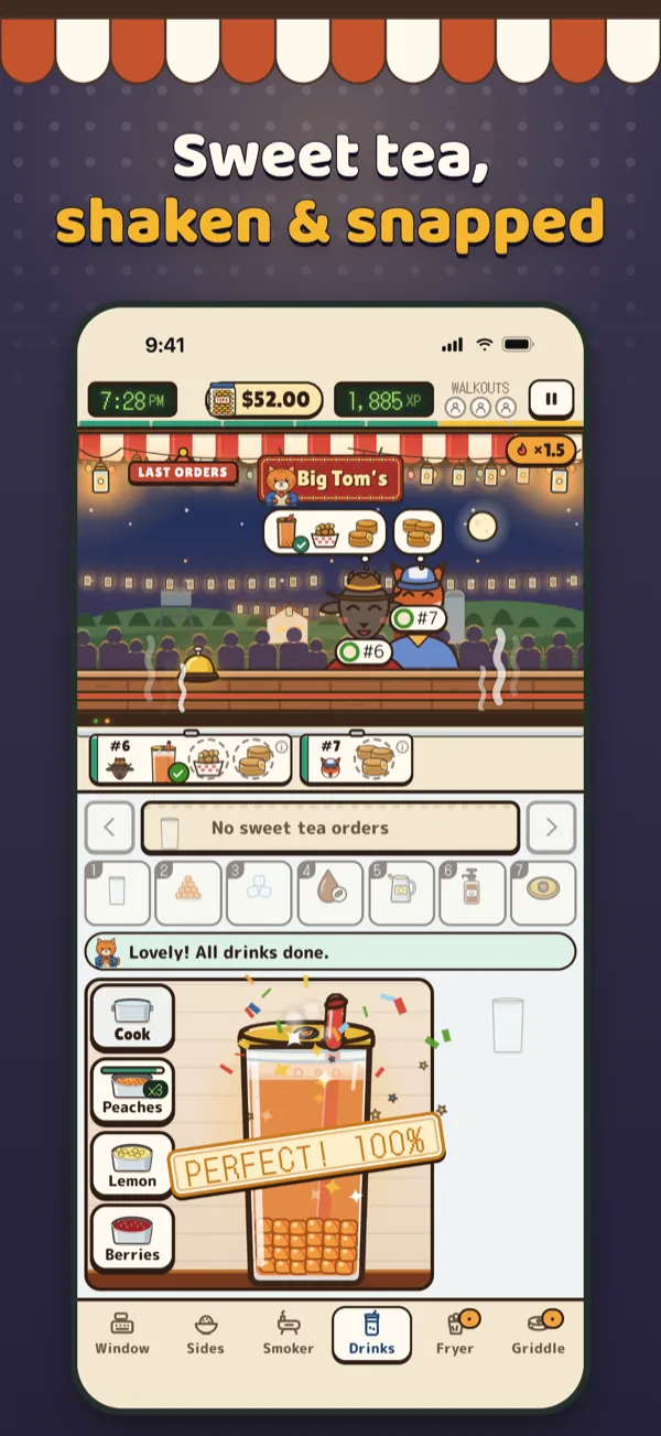 Big Tom’s App Store screenshot: Sweet tea, shaken and snapped