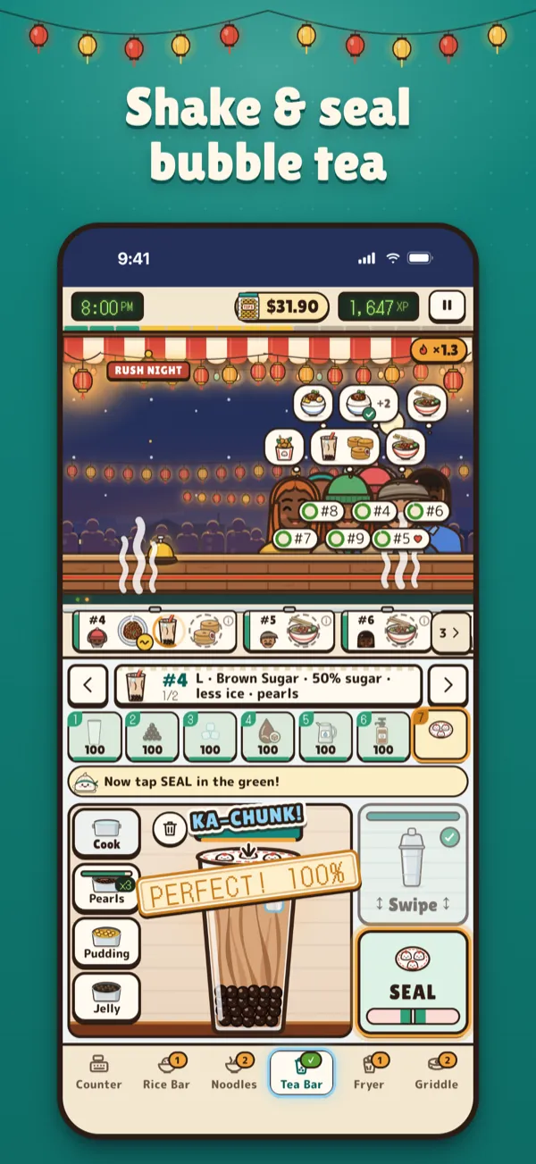 LuLu’s App Store screenshot: Shake and seal bubble tea