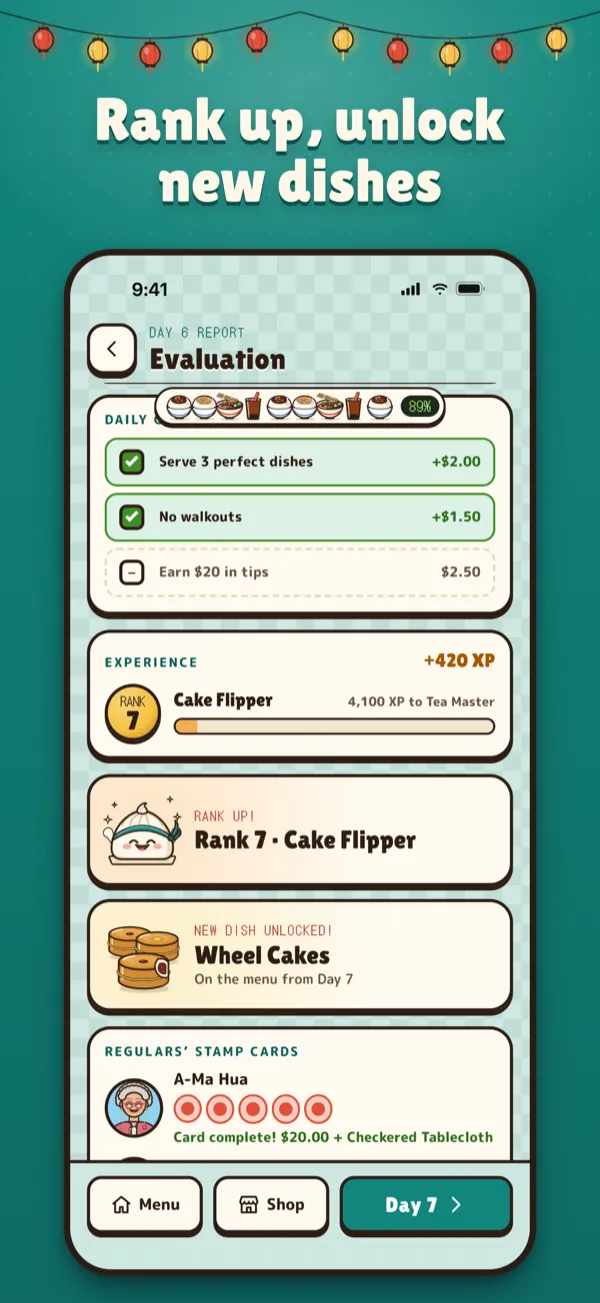 LuLu’s App Store screenshot: Rank up, unlock new dishes