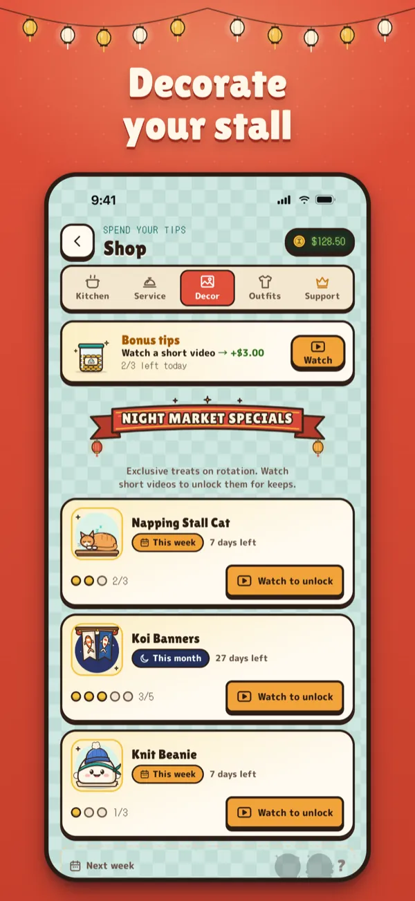 LuLu’s App Store screenshot: Decorate your stall