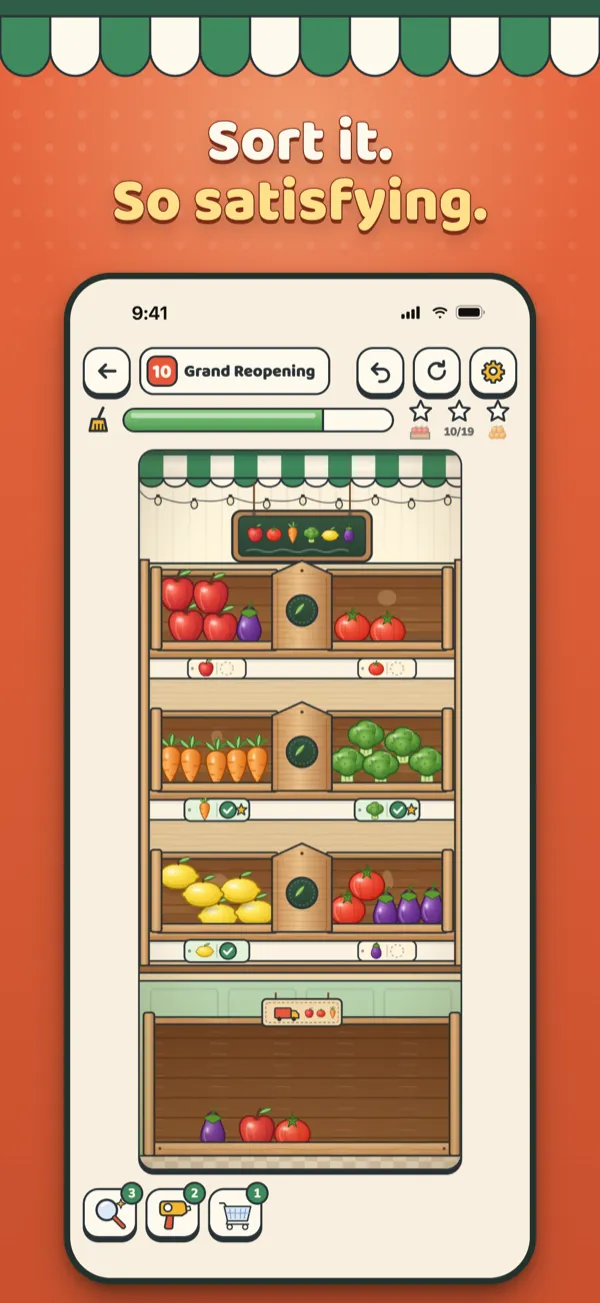 Restocked App Store screenshot: Sort it. So satisfying.
